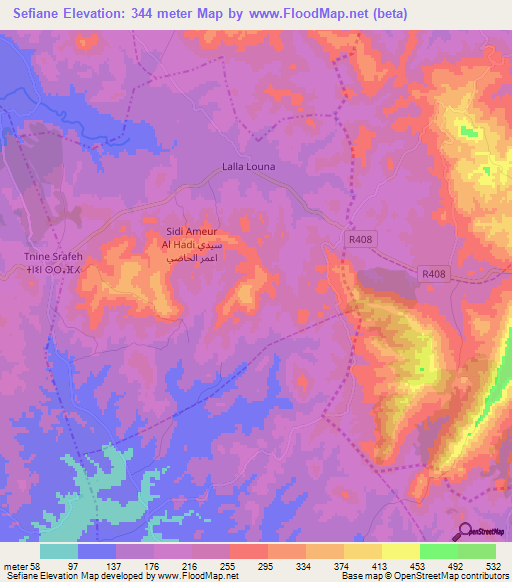 Sefiane,Morocco Elevation Map