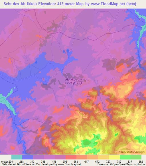 Sebt des Ait Ikkou,Morocco Elevation Map