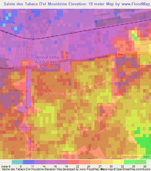 Sainte des Tabacs D'el Mouidzine,Morocco Elevation Map