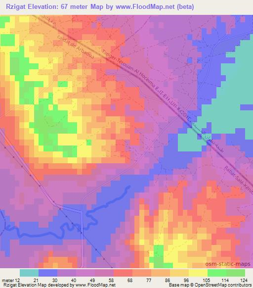 Rzigat,Morocco Elevation Map