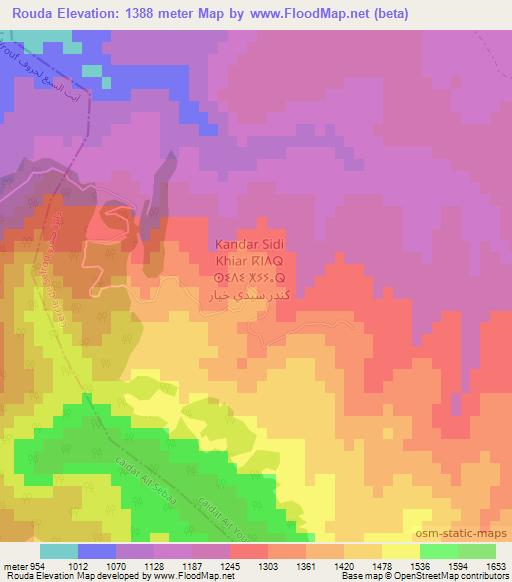 Rouda,Morocco Elevation Map