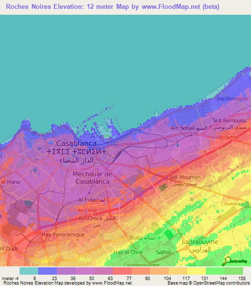 Roches Noires,Morocco Elevation Map