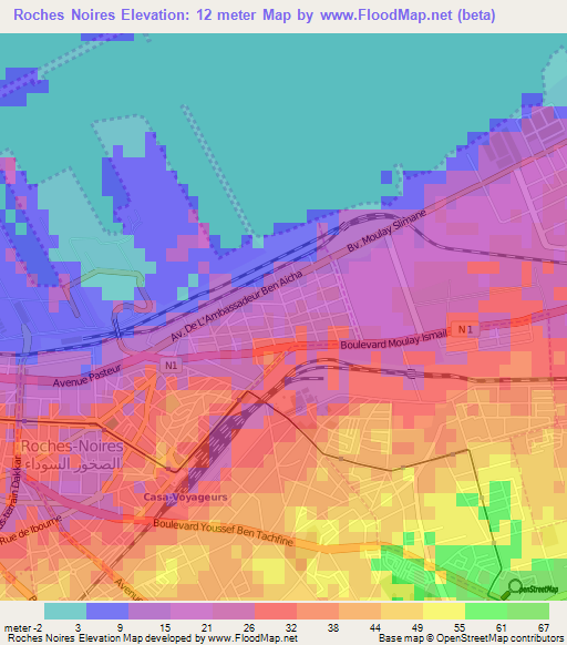 Roches Noires,Morocco Elevation Map