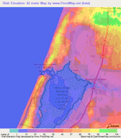 Riah,Morocco Elevation Map