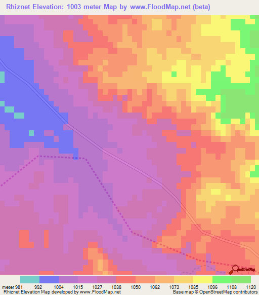 Rhiznet,Morocco Elevation Map