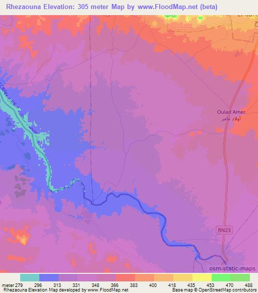 Rhezaouna,Morocco Elevation Map