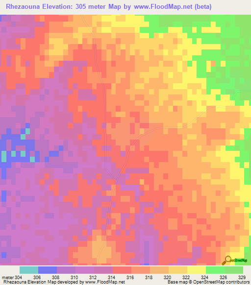 Rhezaouna,Morocco Elevation Map