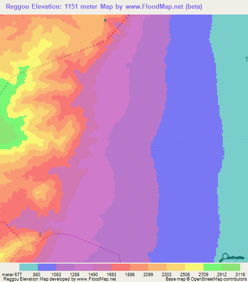 Reggou,Morocco Elevation Map