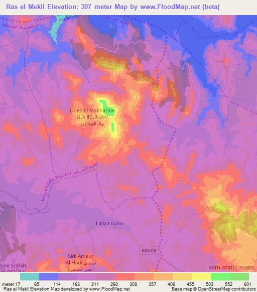 Ras el Mekil,Morocco Elevation Map