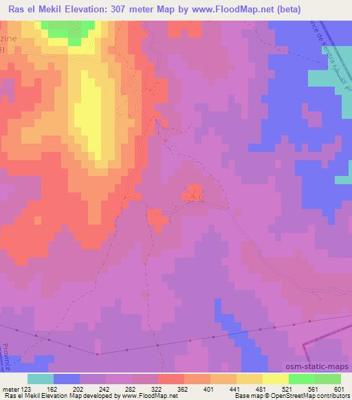 Ras el Mekil,Morocco Elevation Map