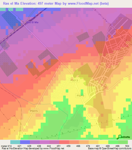 Ras el Ma,Morocco Elevation Map