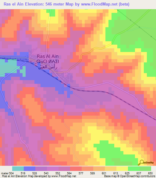 Ras el Ain,Morocco Elevation Map