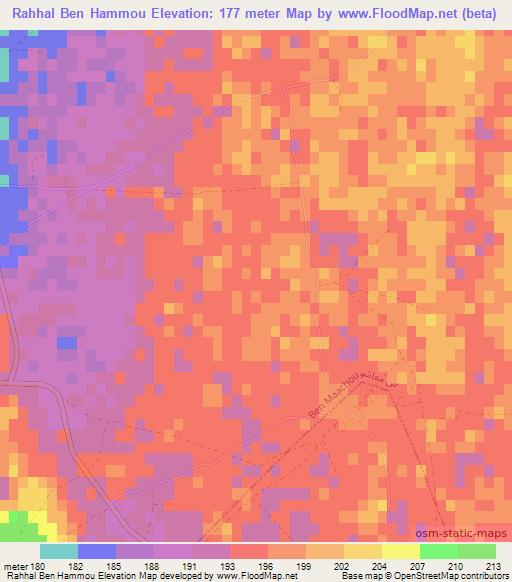 Rahhal Ben Hammou,Morocco Elevation Map