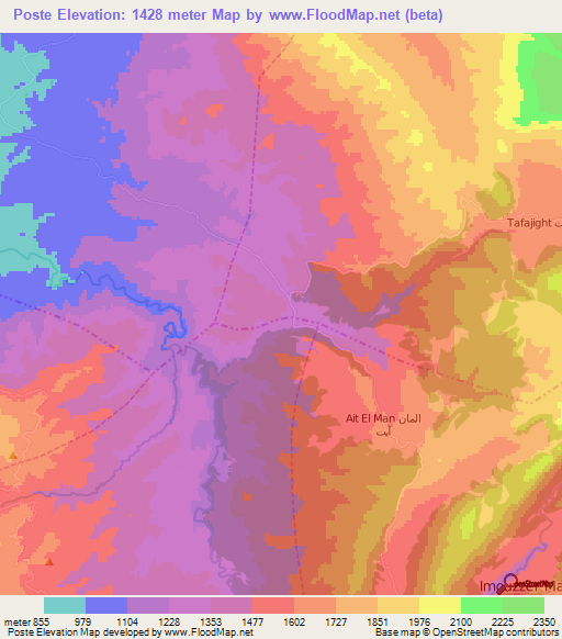 Poste,Morocco Elevation Map