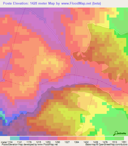 Poste,Morocco Elevation Map