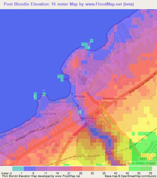 Pont Blondin,Morocco Elevation Map