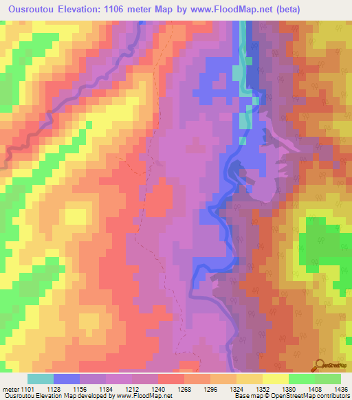 Ousroutou,Morocco Elevation Map