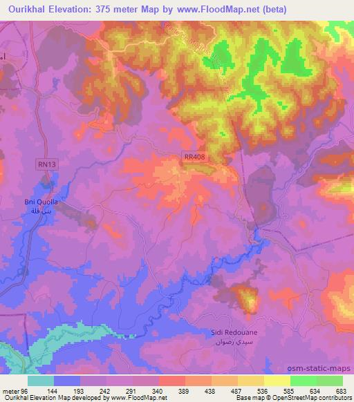 Ourikhal,Morocco Elevation Map