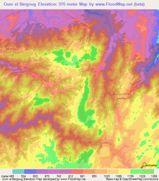 Oum el Bergoug,Morocco Elevation Map