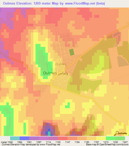 Oulmes,Morocco Elevation Map