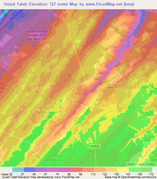 Ouled Taleb,Morocco Elevation Map