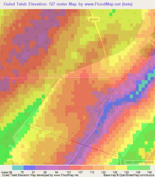 Ouled Taleb,Morocco Elevation Map