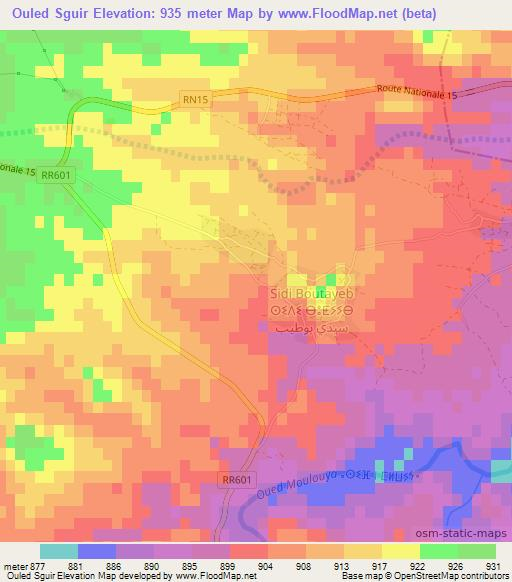 Ouled Sguir,Morocco Elevation Map