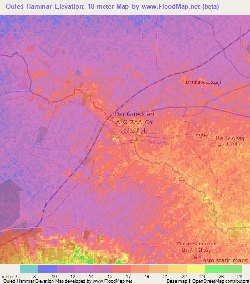 Ouled Hammar,Morocco Elevation Map