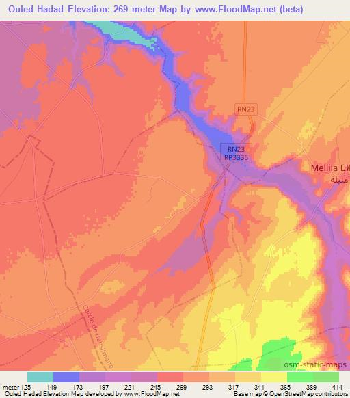 Ouled Hadad,Morocco Elevation Map