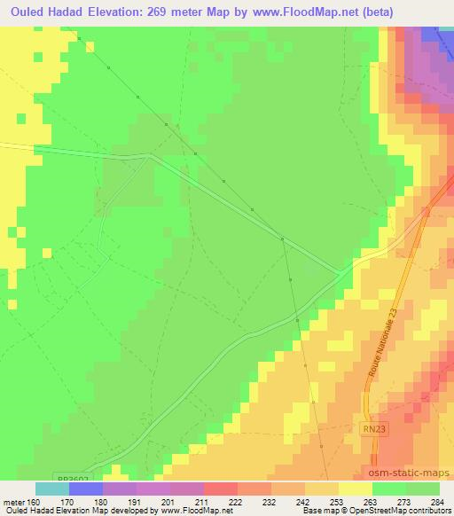 Ouled Hadad,Morocco Elevation Map