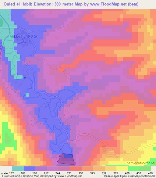 Ouled el Habib,Morocco Elevation Map