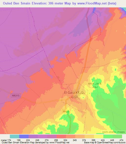 Ouled Ben Smain,Morocco Elevation Map