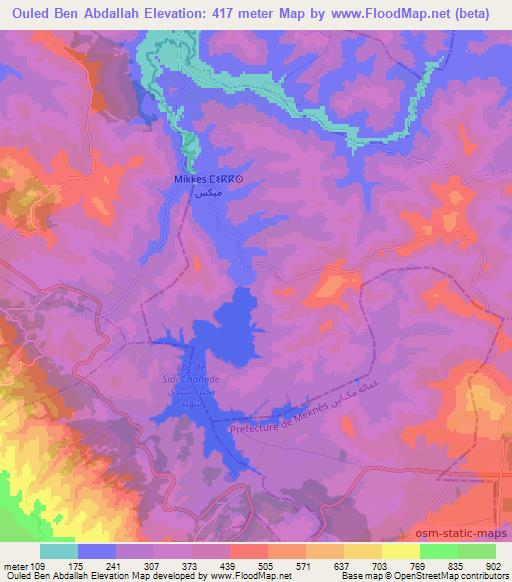 Ouled Ben Abdallah,Morocco Elevation Map