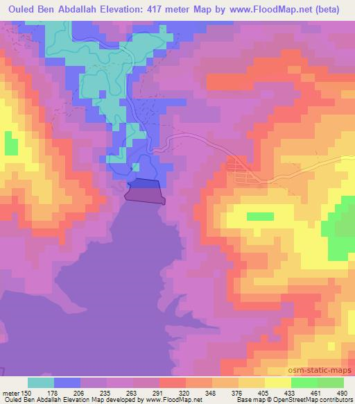 Ouled Ben Abdallah,Morocco Elevation Map