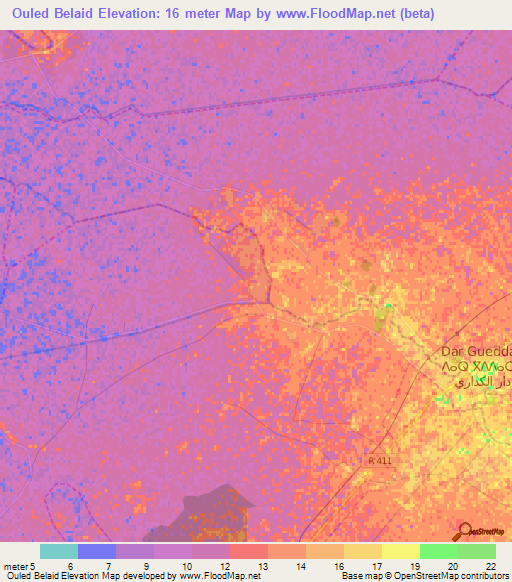 Ouled Belaid,Morocco Elevation Map