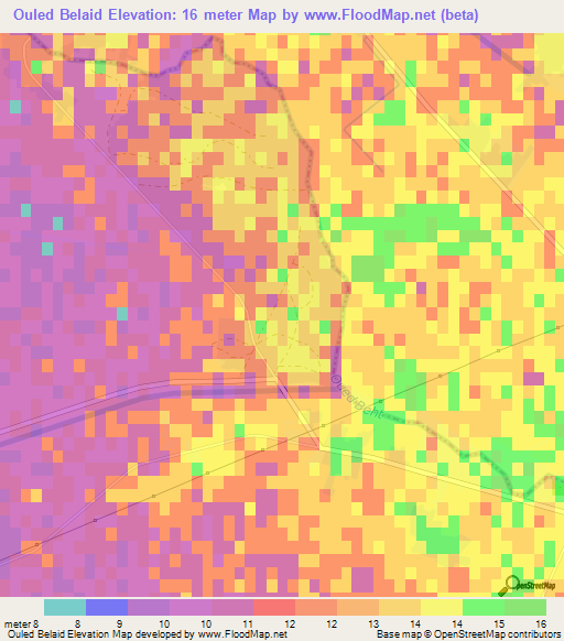 Ouled Belaid,Morocco Elevation Map