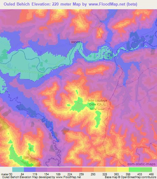 Ouled Behich,Morocco Elevation Map