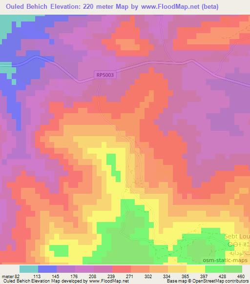 Ouled Behich,Morocco Elevation Map