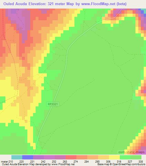 Ouled Aouda,Morocco Elevation Map