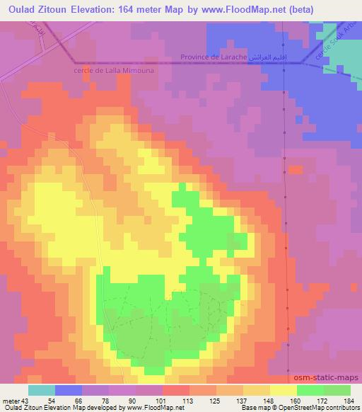 Oulad Zitoun,Morocco Elevation Map