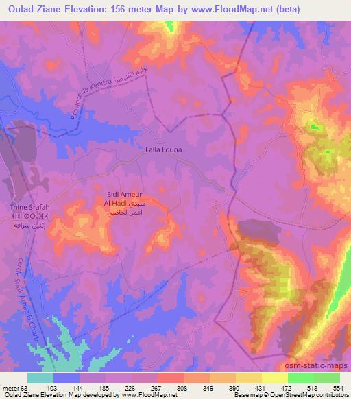 Oulad Ziane,Morocco Elevation Map