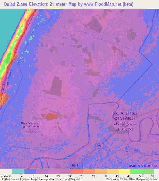 Oulad Ziane,Morocco Elevation Map