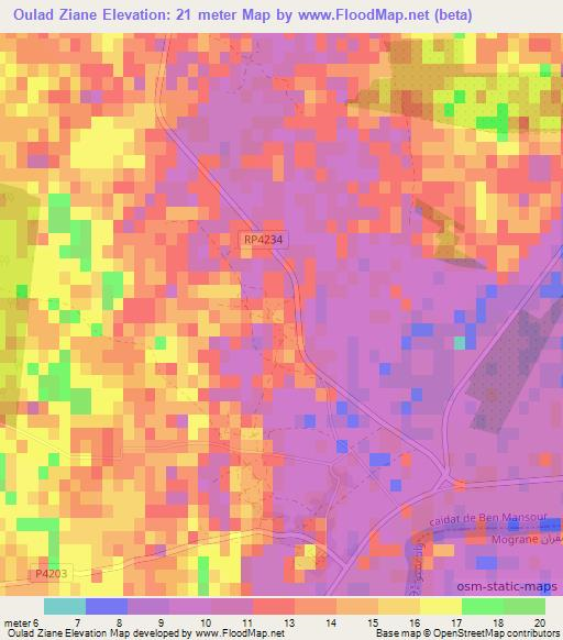 Oulad Ziane,Morocco Elevation Map