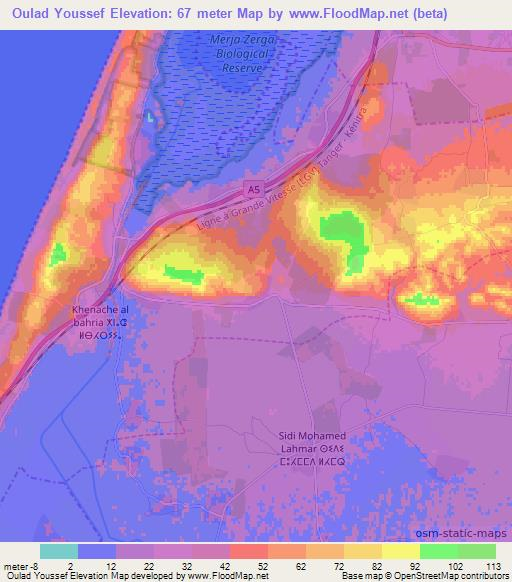 Oulad Youssef,Morocco Elevation Map