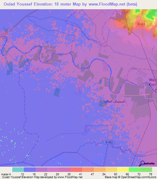 Oulad Youssef,Morocco Elevation Map