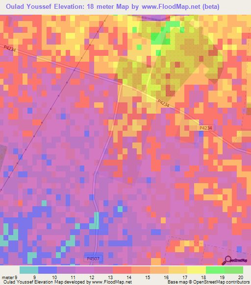 Oulad Youssef,Morocco Elevation Map