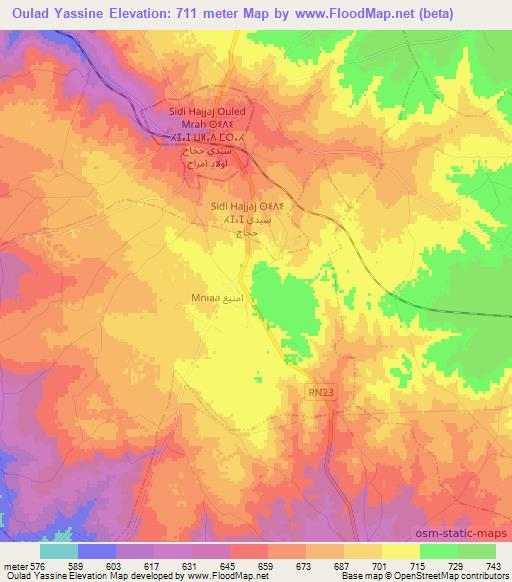 Oulad Yassine,Morocco Elevation Map