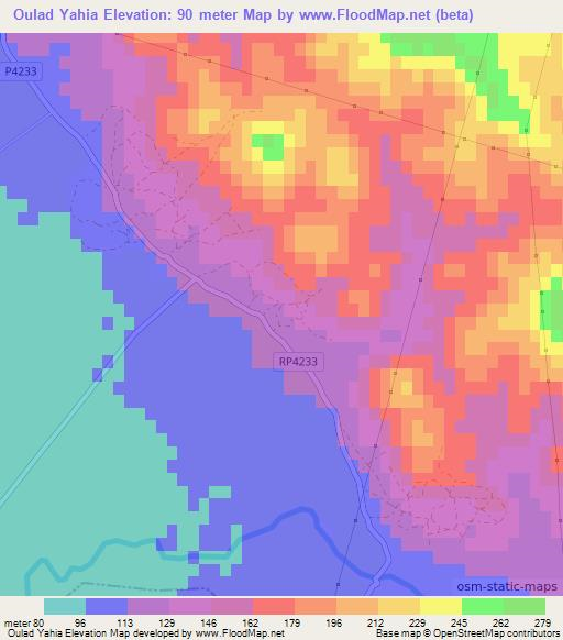 Oulad Yahia,Morocco Elevation Map