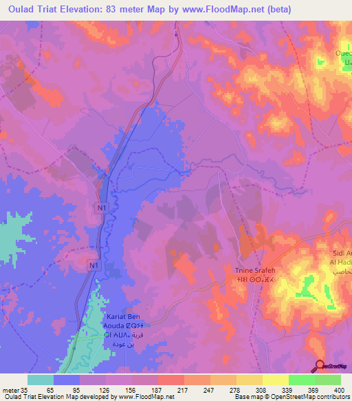 Oulad Triat,Morocco Elevation Map