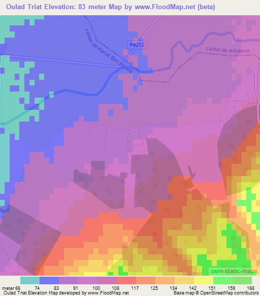 Oulad Triat,Morocco Elevation Map